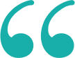 Quotation marks icon in teal, representing customer testimonials or reviews for dental care.